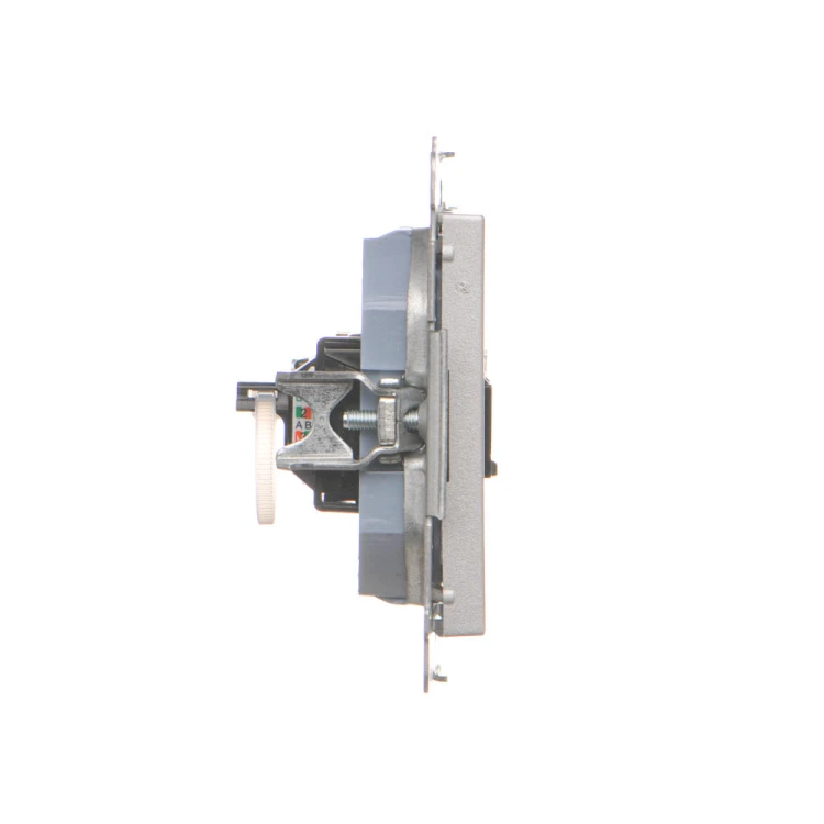 Gniazdo komputerowe pojedyncze RJ45 kategoria 6, z przesłoną przeciwkurzową Simon 55 T61.01/143 Kontakt-Simon aluminium mat