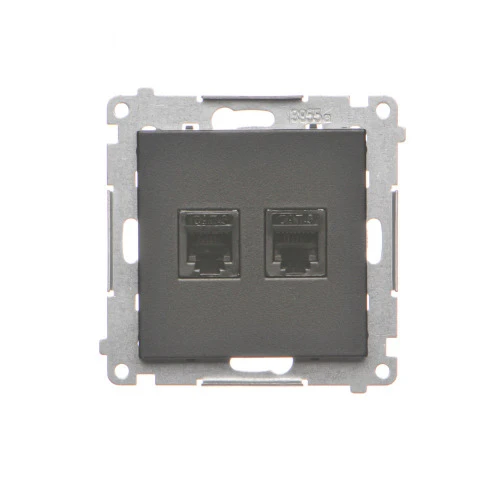 Gniazdo telefoniczne podwójne RJ12 Simon 55 TF2.01/149 Kontakt-Simon czarny mat
