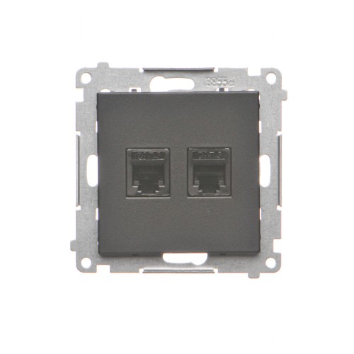 Gniazdo telefoniczne podwójne RJ12 Simon 55 TF2.01/149 Kontakt-Simon czarny mat