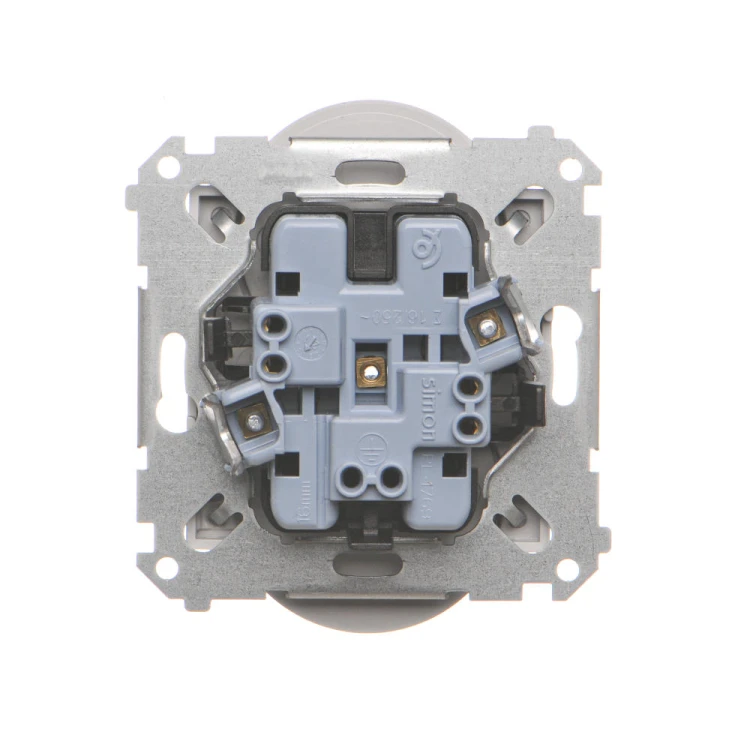 Gniazdo wtyczkowe podwójne bez uziemienia z przesłonami torów prądowych Simon 55 TG2MCZ.01/143 Kontakt-Simon aluminium mat