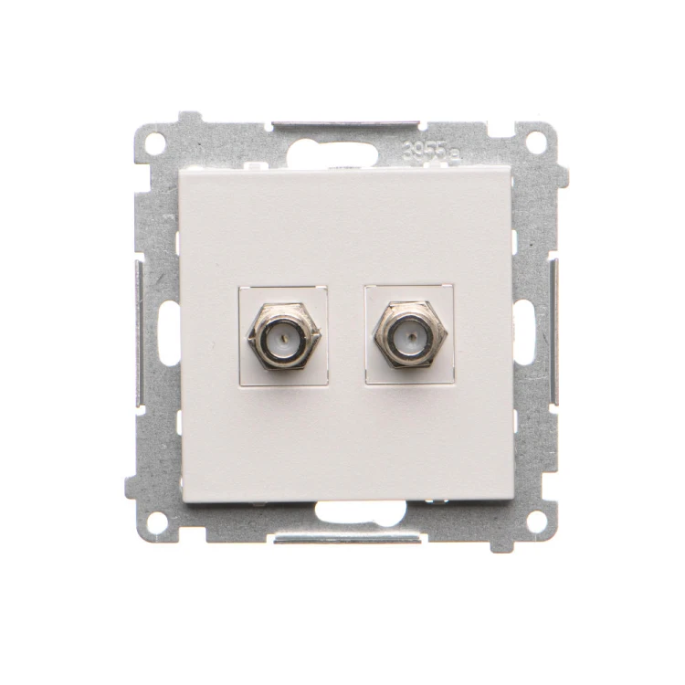 Gniazdo antenowe typu „F” podwójne Simon 55 TASF2.01/114 Kontakt-Simon jasnoszary mat