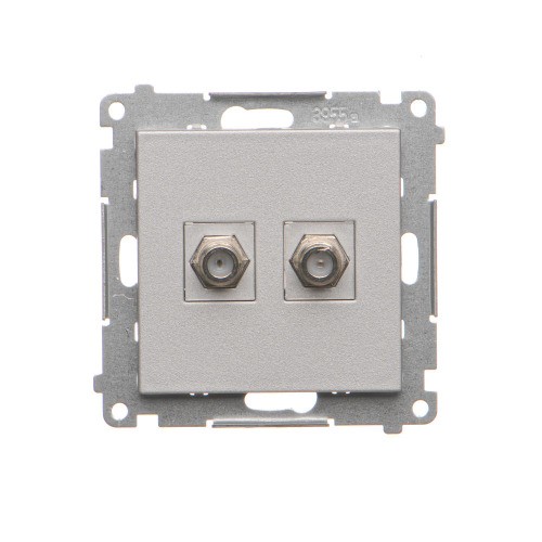 Gniazdo antenowe typu „F” podwójne Simon 55 TASF2.01/143 Kontakt-Simon aluminium mat