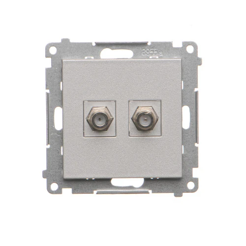 Gniazdo antenowe typu „F” podwójne Simon 55 TASF2.01/143 Kontakt-Simon aluminium mat