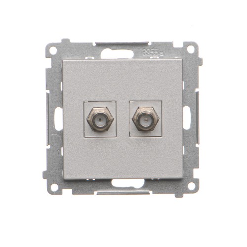 Gniazdo antenowe typu „F” podwójne Simon 55 TASF2.01/143 Kontakt-Simon aluminium mat