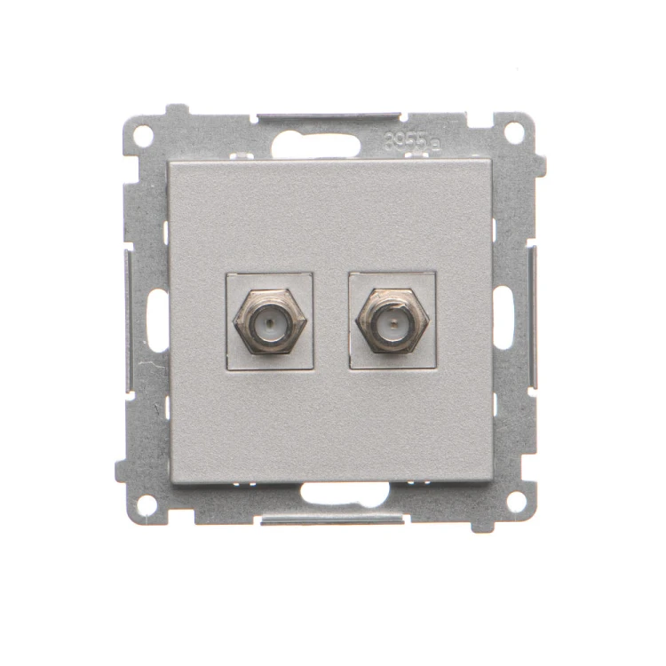Gniazdo antenowe typu „F” podwójne Simon 55 TASF2.01/143 Kontakt-Simon aluminium mat