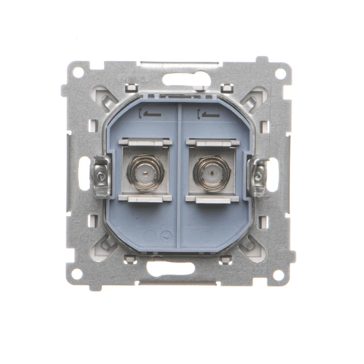 Gniazdo antenowe typu „F” podwójne Simon 55 TASF2.01/143 Kontakt-Simon aluminium mat