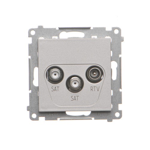 Gniazdo antenowe SAT-SAT-RTV satelitarne podwójne Simon 55 TASK2.01/143 Kontakt-Simon aluminium mat