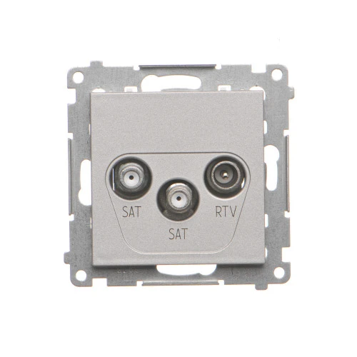 Gniazdo antenowe SAT-SAT-RTV satelitarne podwójne Simon 55 TASK2.01/143 Kontakt-Simon aluminium mat