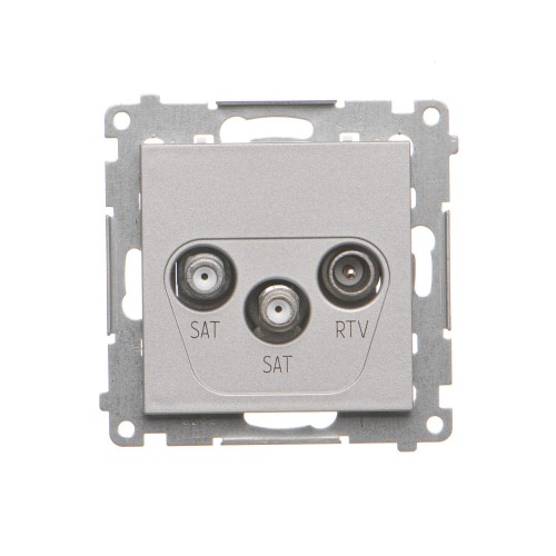 Gniazdo antenowe SAT-SAT-RTV satelitarne podwójne Simon 55 TASK2.01/143 Kontakt-Simon aluminium mat