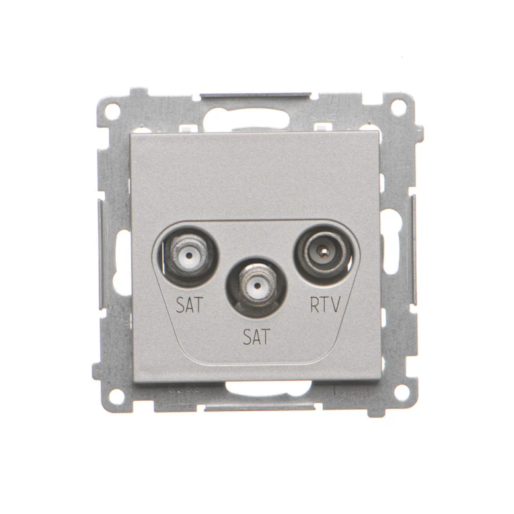 Gniazdo antenowe SAT-SAT-RTV satelitarne podwójne Simon 55 TASK2.01/143 Kontakt-Simon aluminium mat