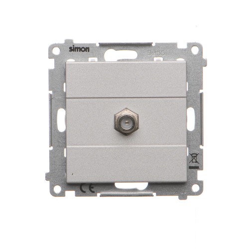 Gniazdo antenowe typu „F” pojedyncze Simon 55 TASF1.01/143 Kontakt-Simon aluminium mat