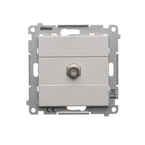 Gniazdo antenowe typu „F” pojedyncze Simon 55 TASF1.01/143 Kontakt-Simon aluminium mat
