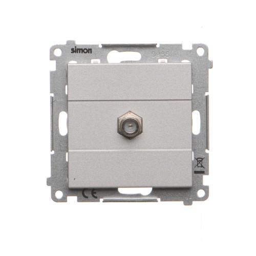 Gniazdo antenowe typu „F” pojedyncze Simon 55 TASF1.01/143 Kontakt-Simon aluminium mat