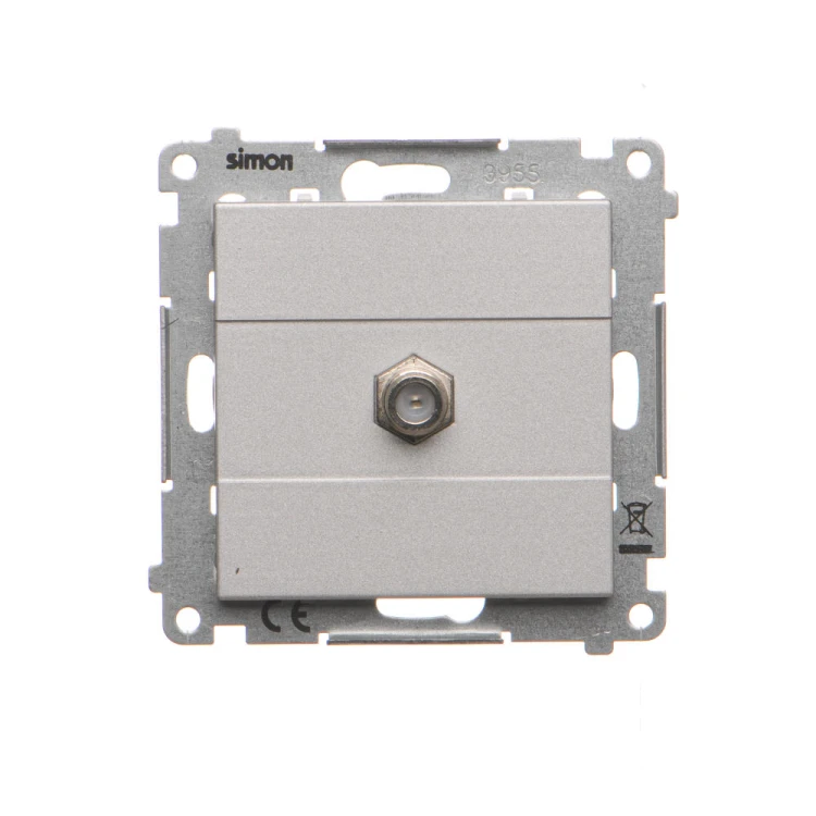 Gniazdo antenowe typu „F” pojedyncze Simon 55 TASF1.01/143 Kontakt-Simon aluminium mat