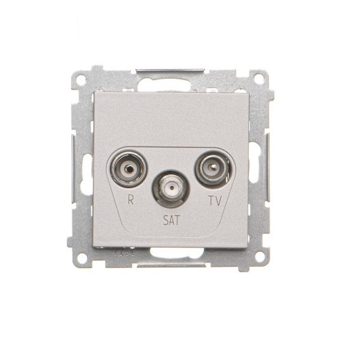 Gniazdo antenowe R-TV-SAT przelotowe Simon 55 TASP.01/143 Kontakt-Simon aluminium mat