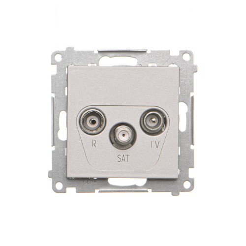 Gniazdo antenowe R-TV-SAT przelotowe Simon 55 TASP.01/143 Kontakt-Simon aluminium mat