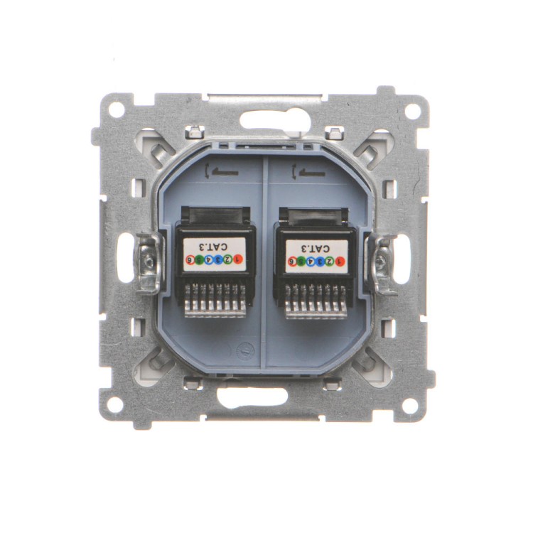 Gniazdo telefoniczne podwójne RJ12 Simon 55 TF2.01/143 Kontakt-Simon aluminium mat