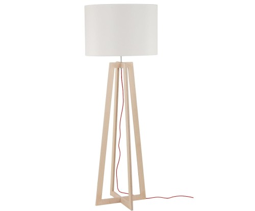 Lampa stojąca podłogowa Loft ACROS I PODŁOGOWA 6927 NOWODVORSKI Lighting E27 nowoczesna oświetleniowa Industrialna abażur tkanina biała drewno drewniana idealna do salonu sypialni Inspiracje Premium