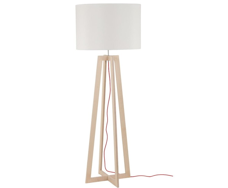 Lampa stojąca podłogowa Loft ACROS I PODŁOGOWA 6927 NOWODVORSKI Lighting E27 nowoczesna oświetleniowa Industrialna abażur tkanina biała drewno drewniana idealna do salonu sypialni Inspiracje Premium