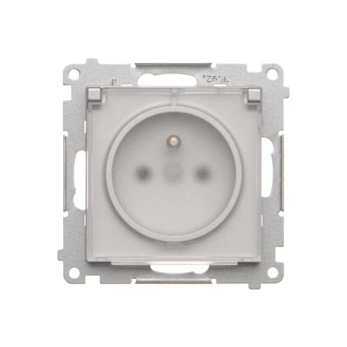 Gniazdo wtyczkowe pojedyncze do wersji IP44 - bez uszczelki - klapka transparentna Simon 55 TGZ1BCUZ.01/143A Kontakt-Simon aluminium mat