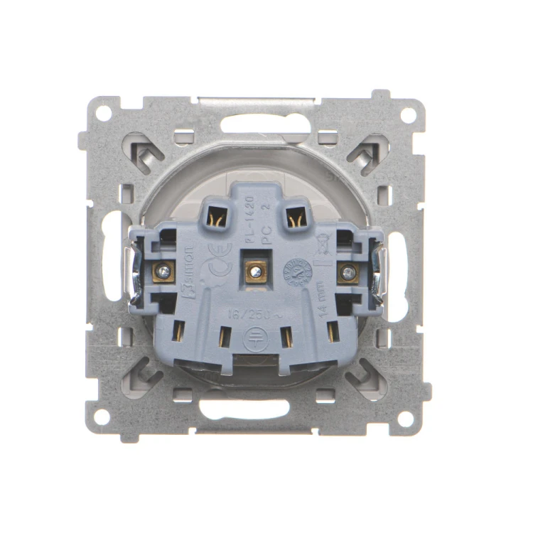 Gniazdo wtyczkowe pojedyncze do wersji IP44 - bez uszczelki - klapka transparentna Simon 55 TGZ1BCUZ.01/143A Kontakt-Simon aluminium mat