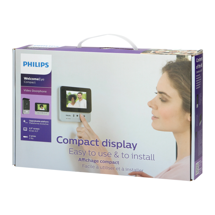 Monitor Philips WelcomeEye AddCompact 531105 Philips DES 9300 DDE/29 do rozbudowy zestawów z serii WelcomeEye Compact 4,3" ekran wideodomofon LCD dzwonek przewodowy bezsłuchawkowy sterowanie furtką i bramą
