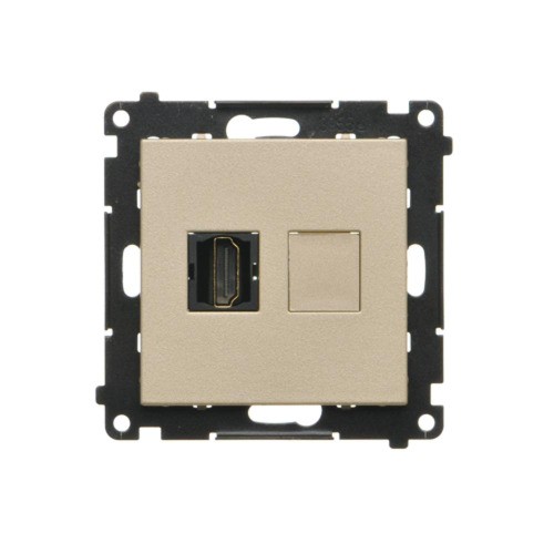 Gniazdo HDMI pojedyncze Simon 55 TGHDMI.01/144 Kontakt-Simon szampański mat