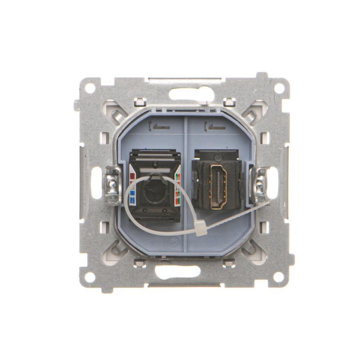 Gniazdo HDMI + komputerowe RJ45 kat.6. Simon 55 TGHRJ45.01/143 Kontakt-Simon aluminium mat