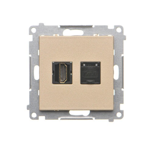 Gniazdo HDMI + komputerowe RJ45 kat.6. Simon 55 TGHRJ45.01/144 Kontakt-Simon szampański mat