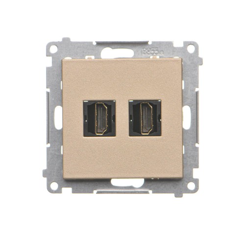 Gniazdo HDMI podwójne Simon 55 TGHDMI2.01/144 Kontakt-Simon szampański mat