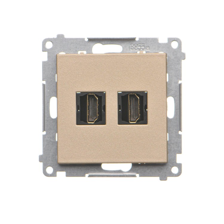 Gniazdo HDMI podwójne Simon 55 TGHDMI2.01/144 Kontakt-Simon szampański mat