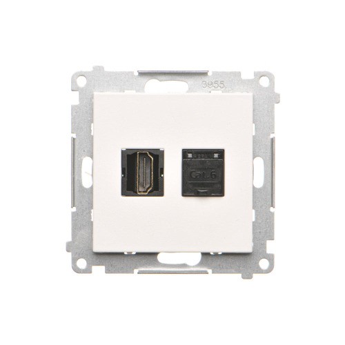 Gniazdo HDMI + komputerowe RJ45 kat.6. Simon 55 TGHRJ45.01/111 Kontakt-Simon biały mat