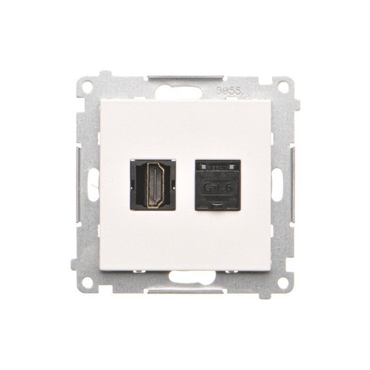 Gniazdo HDMI + komputerowe RJ45 kat.6. Simon 55 TGHRJ45.01/111 Kontakt-Simon biały mat