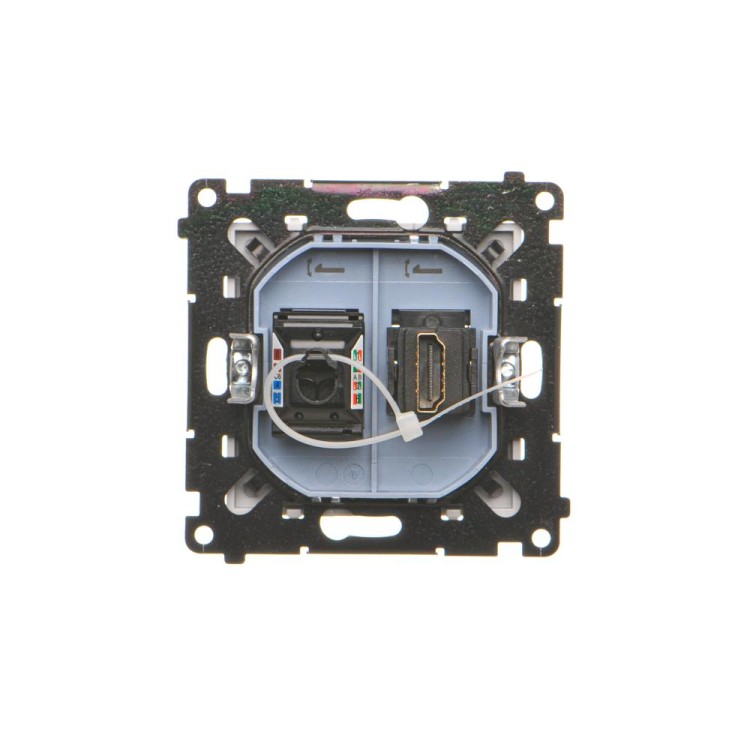 Gniazdo HDMI + komputerowe RJ45 kat.6. Simon 55 TGHRJ45.01/114 Kontakt-Simon jasnoszary mat