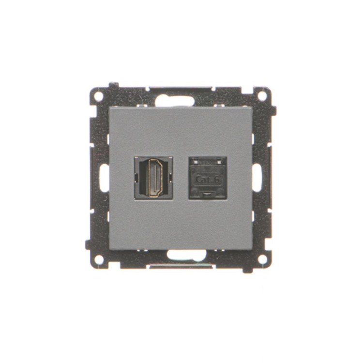 Gniazdo HDMI + komputerowe RJ45 kat.6. Simon 55 TGHRJ45.01/116 Kontakt-Simon grafitowy mat