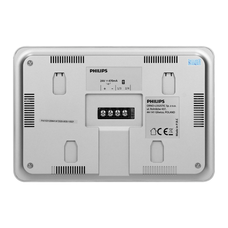 Monitor Philips WelcomeEye AddConnect 2 531138 Philips do rozbudowy do wersji 2-rodzinnej zestawów z serii Connect 2 7" ekran SMART wideodomofon LCD dzwonek z WiFi bezsłuchawkowy OSD sterowanie furtką bramą Inteligentny telefonem głosem Google Home Alexa