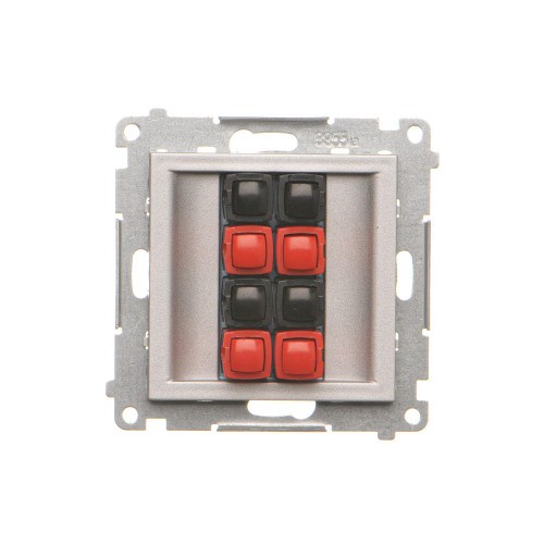 Gniazdo głośnikowe 4-krotne z polem opisowym Simon 55 TGL4.01/143 Kontakt-Simon aluminium mat