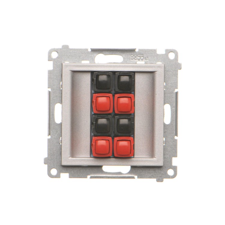 Gniazdo głośnikowe 4-krotne z polem opisowym Simon 55 TGL4.01/143 Kontakt-Simon aluminium mat