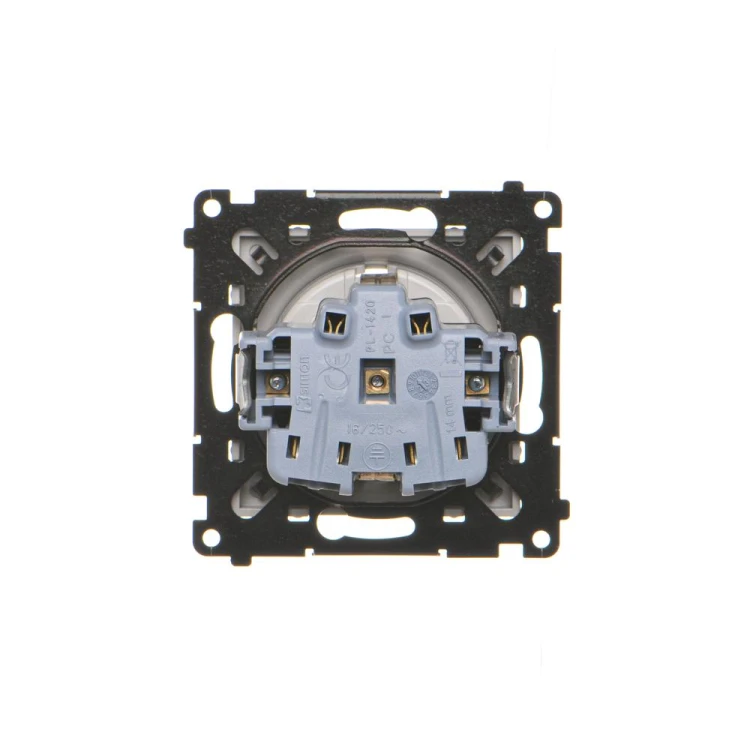 Gniazdo wtyczkowe pojedyncze z uziemieniem typu Schuko z przesłonami torów prądowych Simon 55 TGSZ1CZ.01/143 Kontakt-Simon aluminium mat