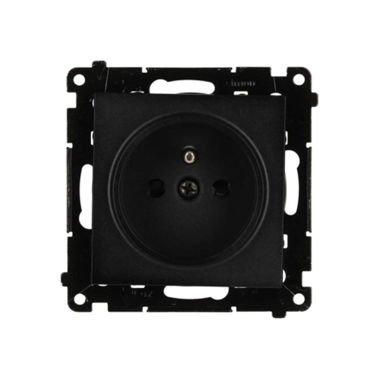 Gniazdo wtyczkowe pojedyncze z uziemieniem z przesłonami torów prądowych Simon 55 TGZ1CZ.01/149 Kontakt-Simon czarny mat