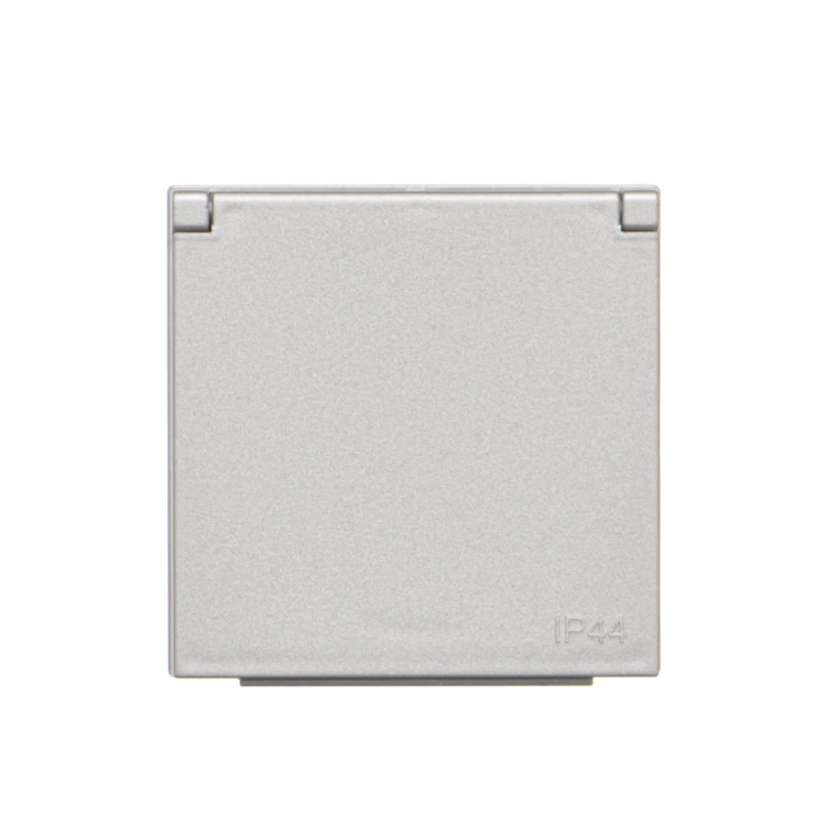 Pokrywa do gniazda wtyczkowego z uziemieniem - do wersji IP44- klapka w kolorze pokrywy Simon 55 TGZ1BUZP/143 Kontakt-Simon aluminium mat