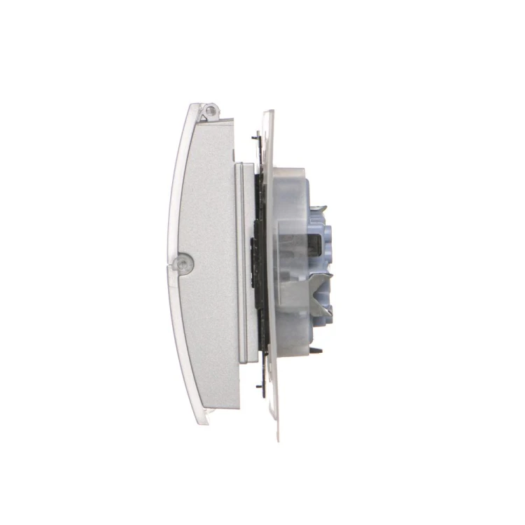 Gniazdo wtyczkowe podwójne do wersji IP44 - z uszczelką - klapka w kolorze transparentnym Simon 55 TGZ2BMCZ.01/143A Kontakt-Simon aluminium mat