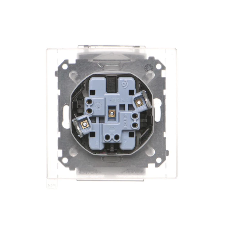 Gniazdo wtyczkowe podwójne do wersji IP44 - z uszczelką - klapka w kolorze transparentnym Simon 55 TGZ2BMCZ.01/143A Kontakt-Simon aluminium mat