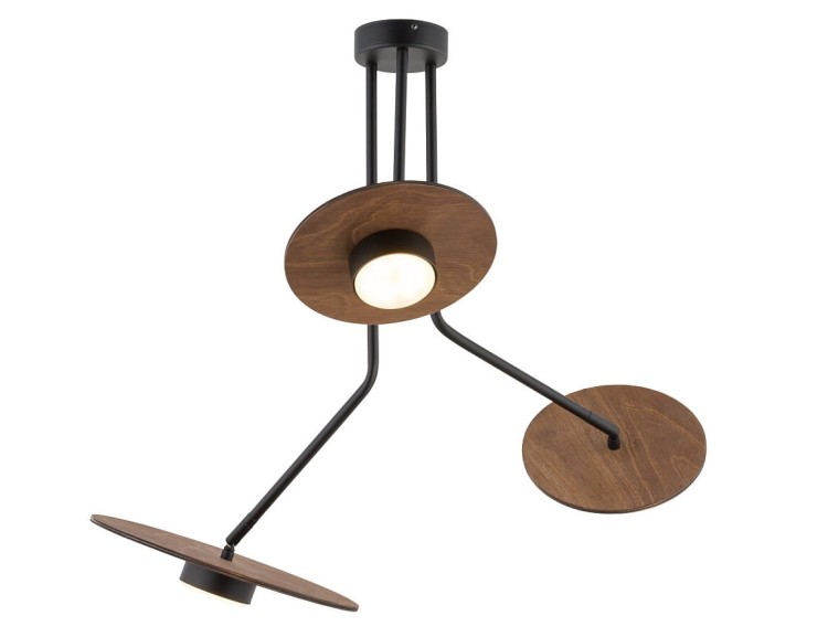 Lampa sufitowa wisząca Loft PLAFON DISK III 7644 NOWODVORSKI Lighting 3xGX53 nowoczesna oświetleniowa zwis Industrialna żyrandol drewno drewniana czarna czarny metal Inspiracje Premium