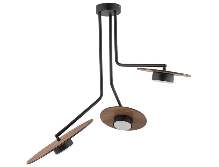 Lampa sufitowa wisząca Loft PLAFON DISK III 7644 NOWODVORSKI Lighting 3xGX53 nowoczesna oświetleniowa zwis Industrialna żyrandol drewno drewniana czarna czarny metal Inspiracje Premium