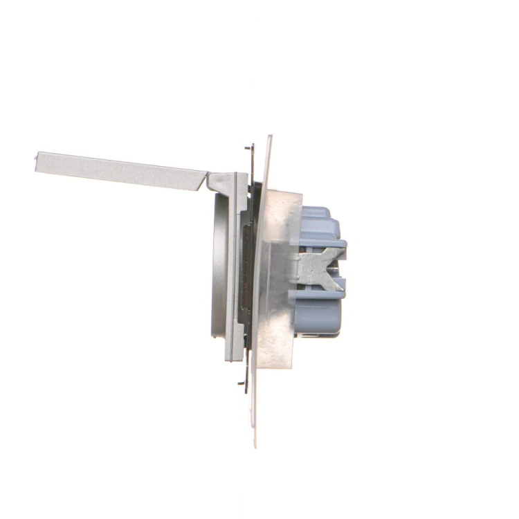 Gniazdo wtyczkowe pojedyncze do wersji IP44 - z uszczelką - klapka w kolorze pokrywy Simon 55 TGZ1BCZ.01/143 Kontakt-Simon aluminium mat