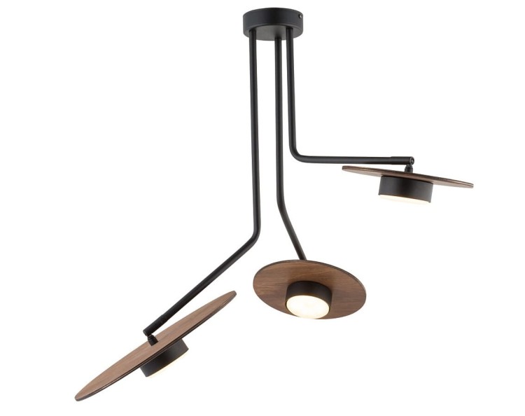 Lampa sufitowa wisząca Loft PLAFON DISK III 7644 NOWODVORSKI Lighting 3xGX53 nowoczesna oświetleniowa zwis Industrialna żyrandol drewno drewniana czarna czarny metal Inspiracje Premium