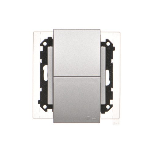Gniazdo wtyczkowe podwójne do wersji IP44 - z uszczelką - klapka w kolorze pokrywy Simon 55 TGZ2BMCZ.01/143 Kontakt-Simon aluminium mat