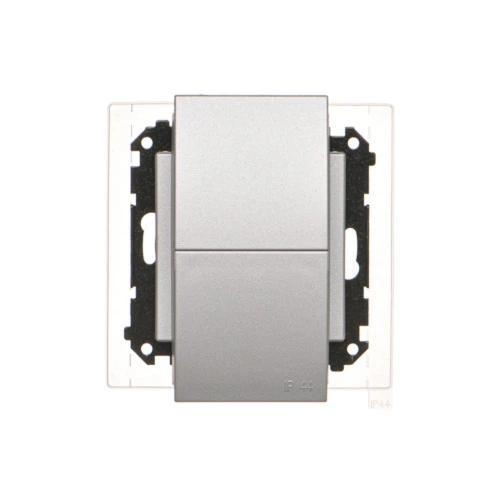 Gniazdo wtyczkowe podwójne do wersji IP44 - z uszczelką - klapka w kolorze pokrywy Simon 55 TGZ2BMCZ.01/143 Kontakt-Simon aluminium mat