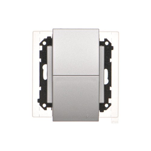 Gniazdo wtyczkowe podwójne do wersji IP44 - z uszczelką - klapka w kolorze pokrywy Simon 55 TGZ2BMCZ.01/143 Kontakt-Simon aluminium mat